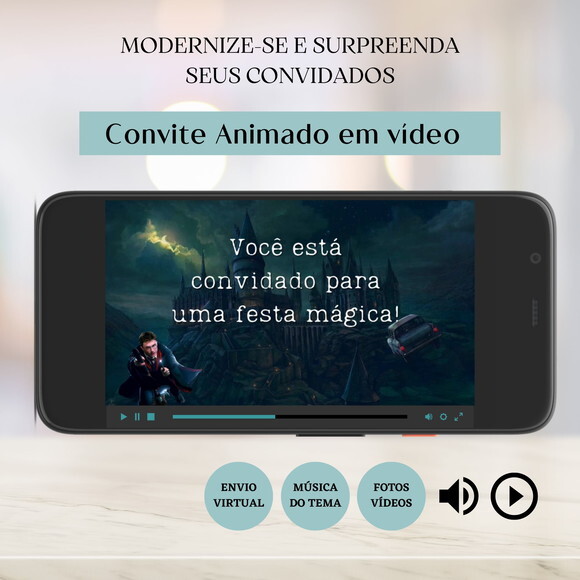Convite em Vídeo Digital Animado Harry Potter Aniversário
