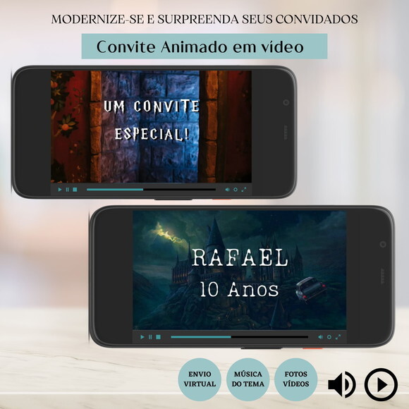 Convite em Vídeo Digital Animado Harry Potter Aniversário