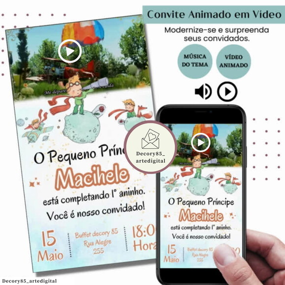 Convite em Vídeo o Pequeno Príncipe Animado Música Digital