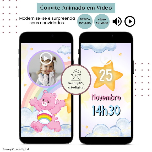 Convite em Vídeo os Ursinhos Carinhosos Animado com Música