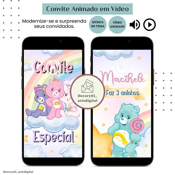 Convite em Vídeo os Ursinhos Carinhosos Animado com Música