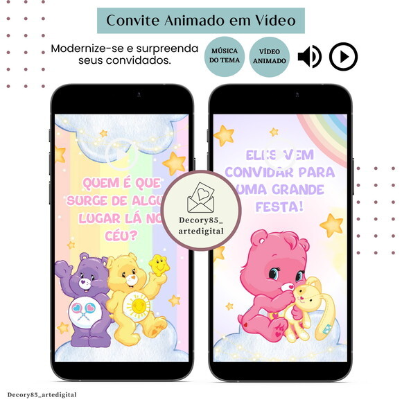 Convite em Vídeo os Ursinhos Carinhosos Animado com Música