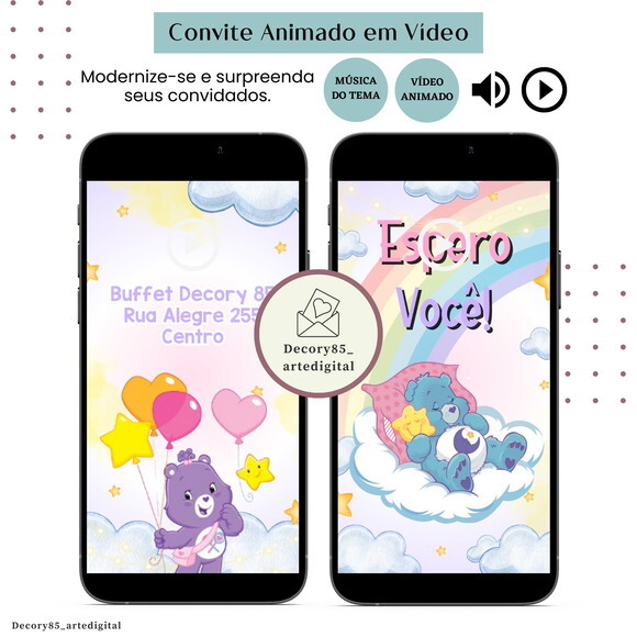 Convite em Vídeo os Ursinhos Carinhosos Animado com Música