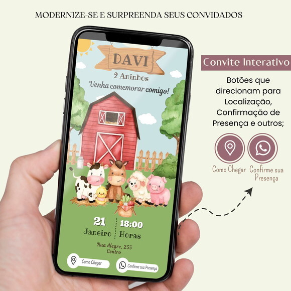 Convite Fazendinha Bosque Digital Interativo Virtual