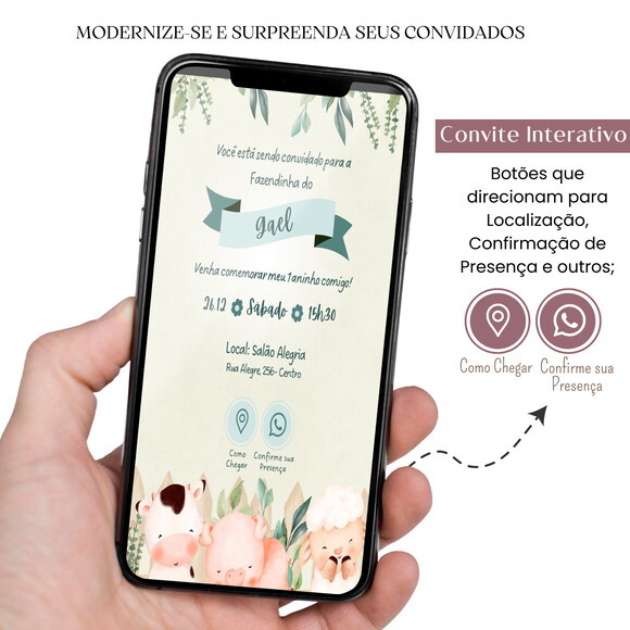 Convite Fazendinha Bosque Digital Interativo Virtual