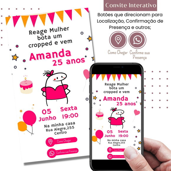 Convite Flork Bonequinho Adulto Digital Interativo Virtual