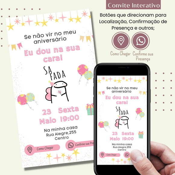 Convite Flork Bonequinho Adulto Digital Interativo Virtual