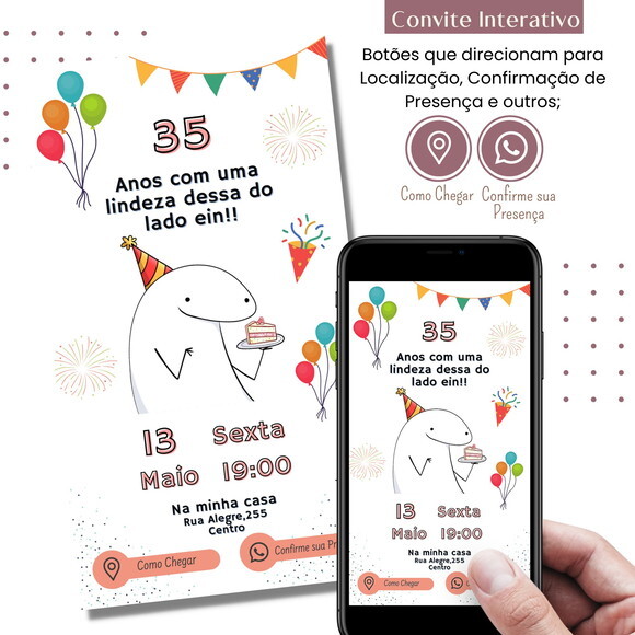 Convite Flork Bonequinho Adulto Digital Interativo Virtual