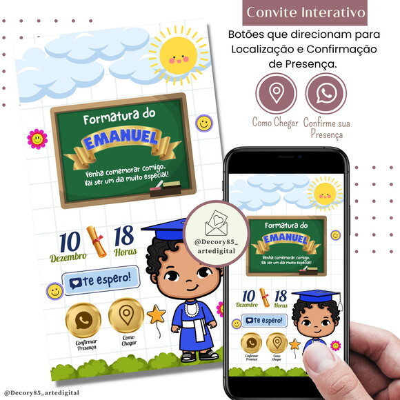 Convite Formatura Abc Pré Escolar Digital Interativo Virtual