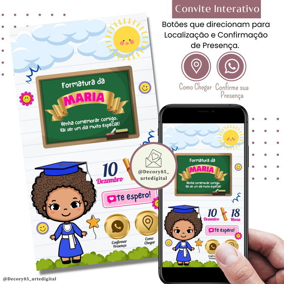 Convite Formatura Abc Pré Escolar Digital Interativo Virtual
