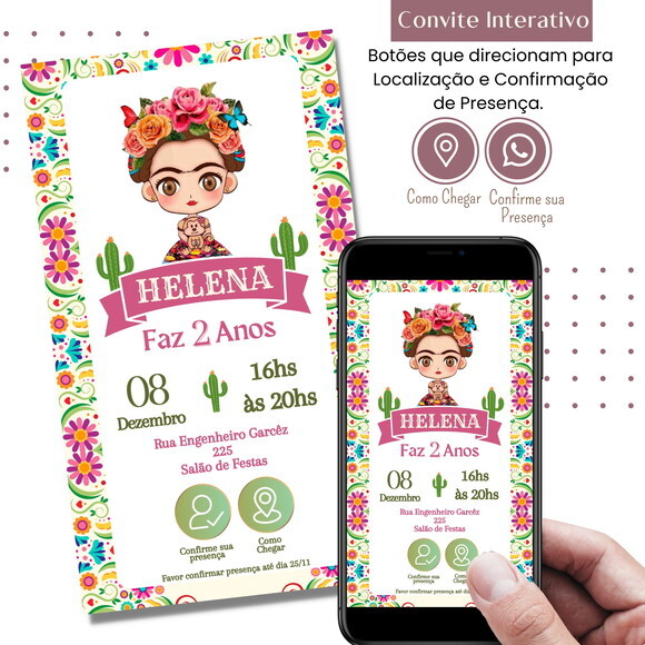 Convite Frida Kahlo Digital Interativo Virtual