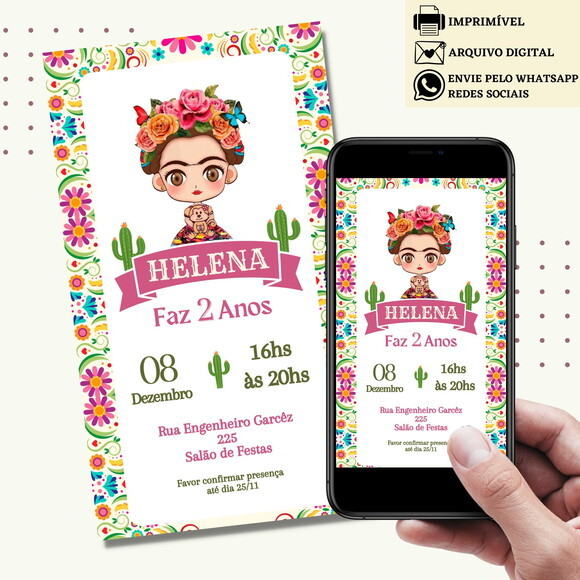 Convite Frida Kahlo Digital Virtual