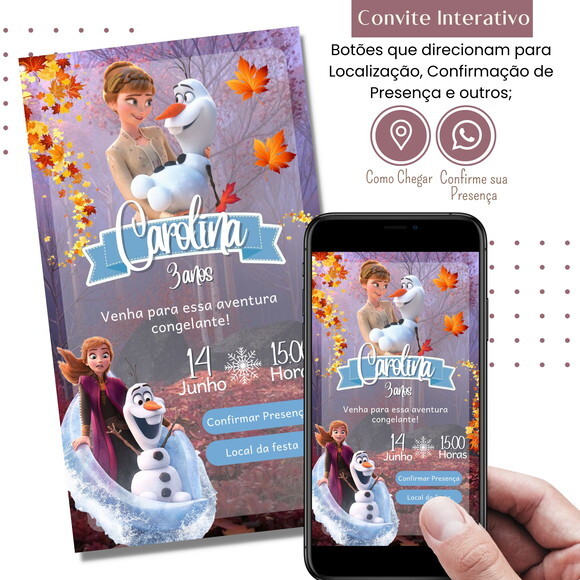 Convite Frozen Elsa Digital Interativo Virtual
