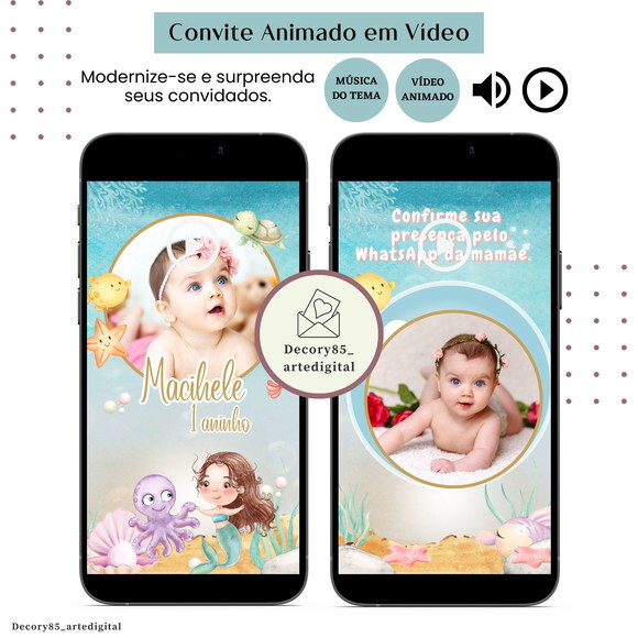 Convite Fundo do Mar em Vídeo Animado com Música Digital