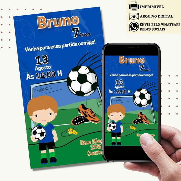 Convite Futebol Copa do Mundo Digital Virtual Aniversário