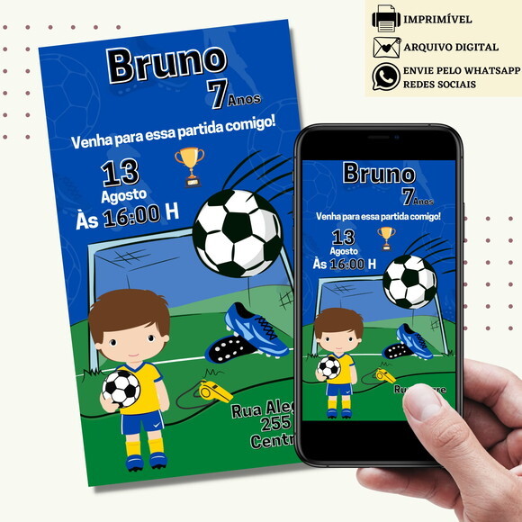 Convite Futebol Copa do Mundo Digital Virtual Aniversário