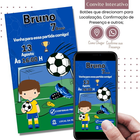 Convite Futebol Copa do Mundo Digital Interativo Virtual