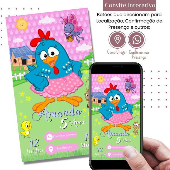 Convite Galinha Pintadinha Digital Interativo Virtual