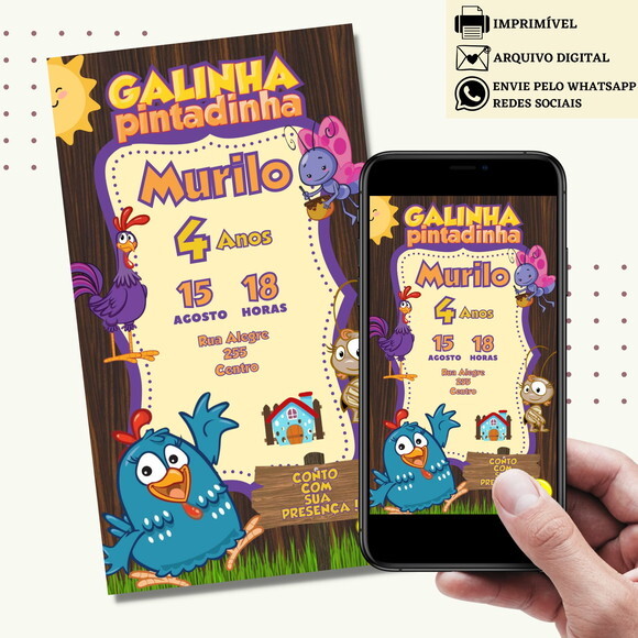 Convite Galinha Pintadinha Digital Virtual