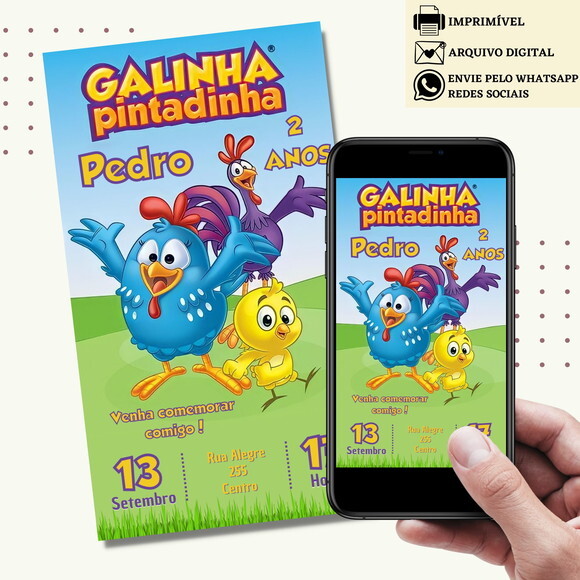 Convite Galinha Pintadinha Digital Virtual