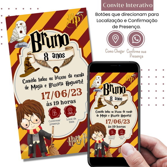 Convite Harry Potter Digital Interativo Virtual