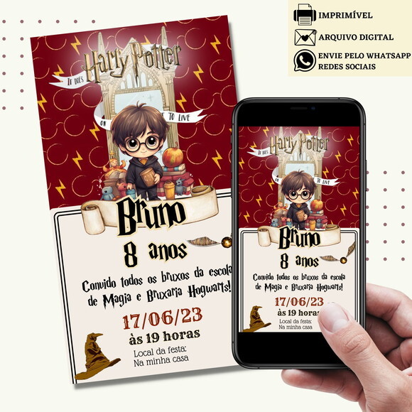 Convite Harry Potter Digital Virtual