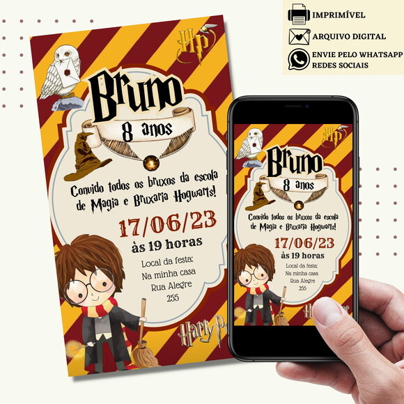 Convite Harry Potter Digital Virtual