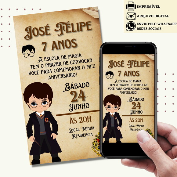 Convite Harry Potter Digital Virtual