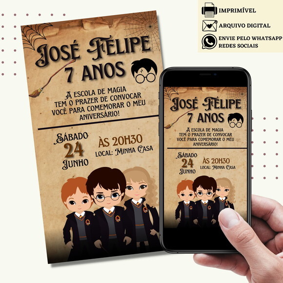 Convite Harry Potter Digital Virtual