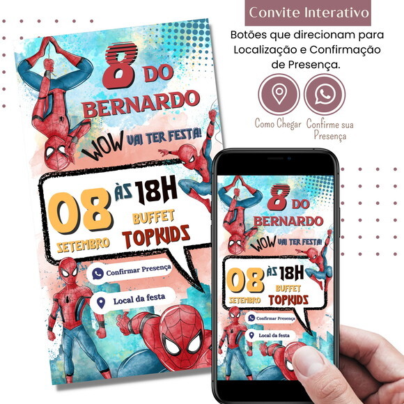 Convite Homem Aranha Spider Man Digital Interativo Virtual