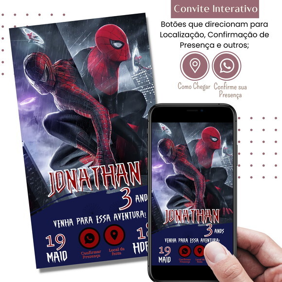 Convite Homem Aranha Spider Man Digital Interativo Virtual