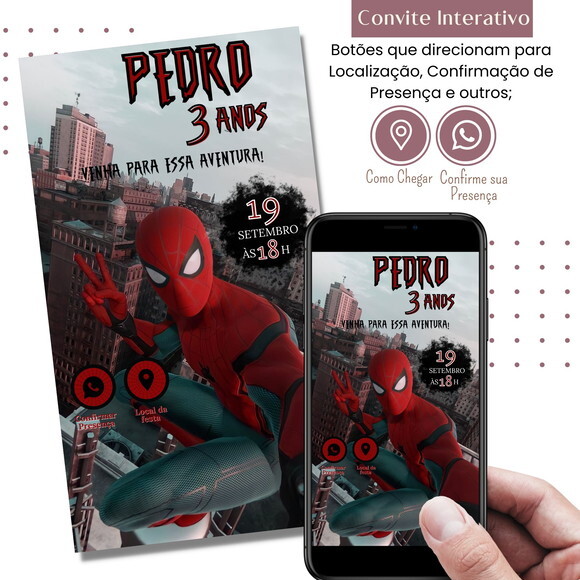 Convite Homem Aranha Spider Man Digital Interativo Virtual