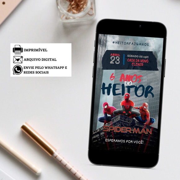 Convite Homem Aranha Spider Man Digital Virtual