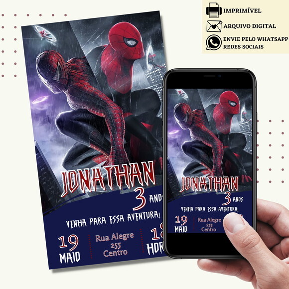 Convite Homem Aranha Spider Man Virtual Digital
