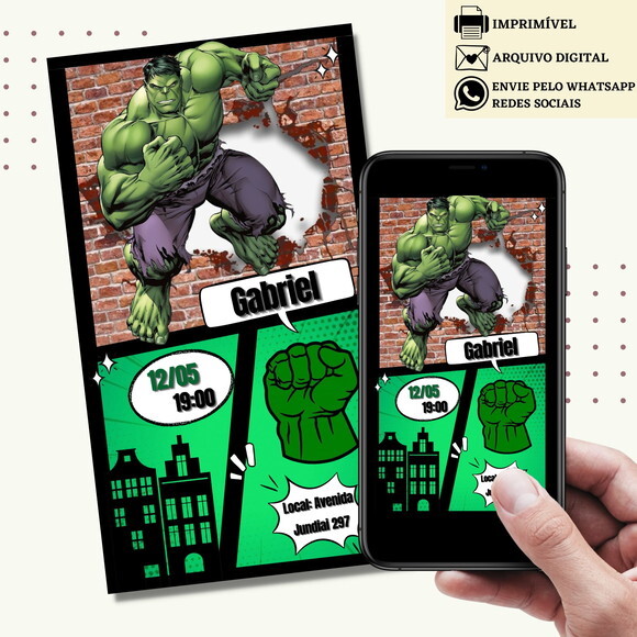 Convite Hulk Digital Virtual