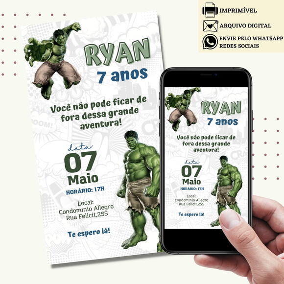 Convite Hulk Digital Virtual