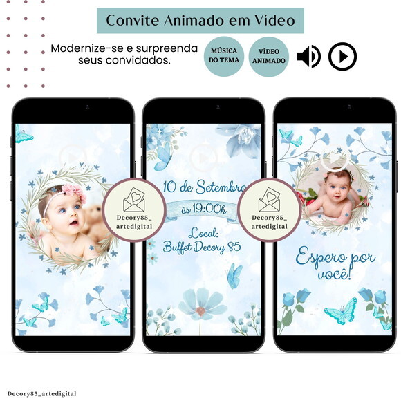 Convite Jardim Encantado em Vídeo Animado com Música Digital