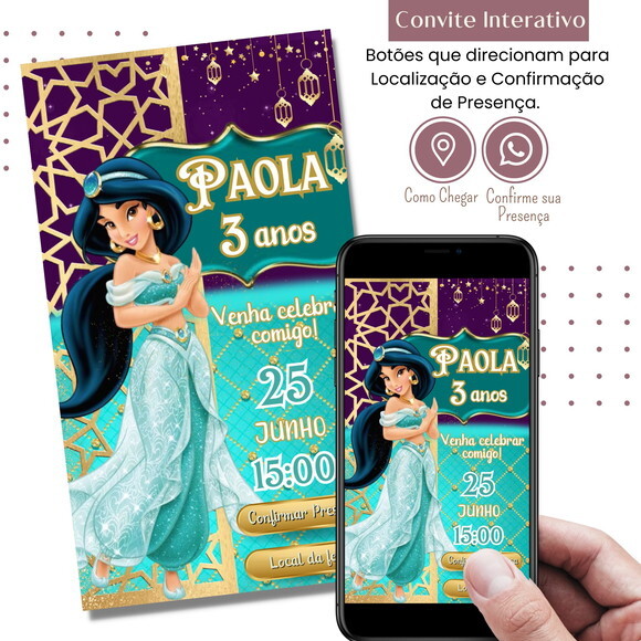 Convite Jasmine Digital Interativo Virtual