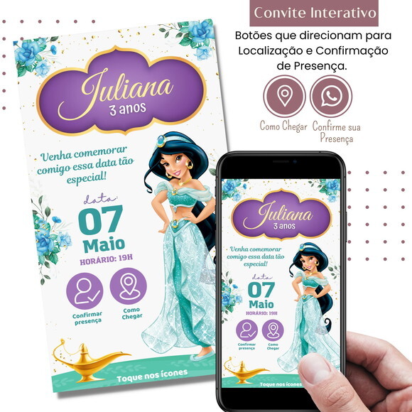 Convite Jasmine Digital Interativo Virtual