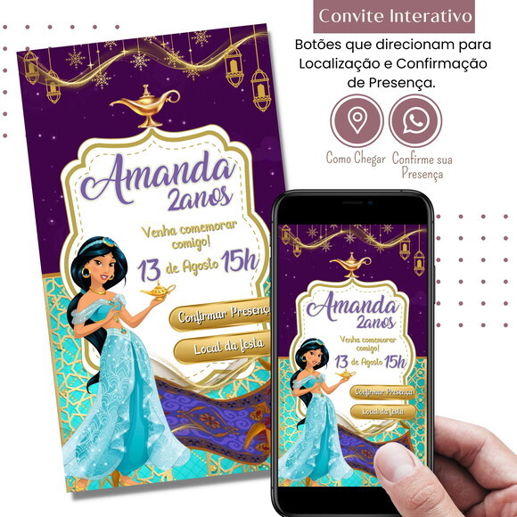 Convite Jasmine Digital Interativo Virtual