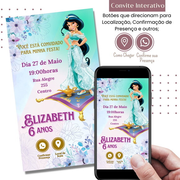 Convite Jasmine Digital Interativo Virtual