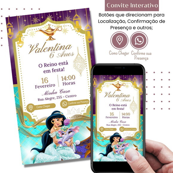 Convite Jasmine Digital Interativo Virtual