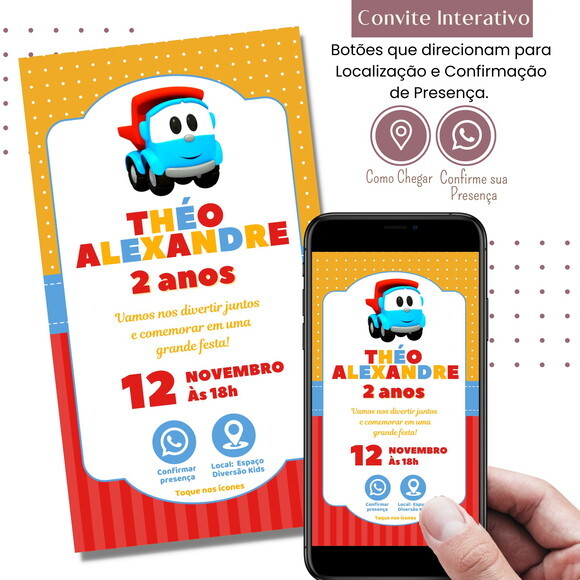 Convite Léo o Caminhão Digital Interativo Virtual