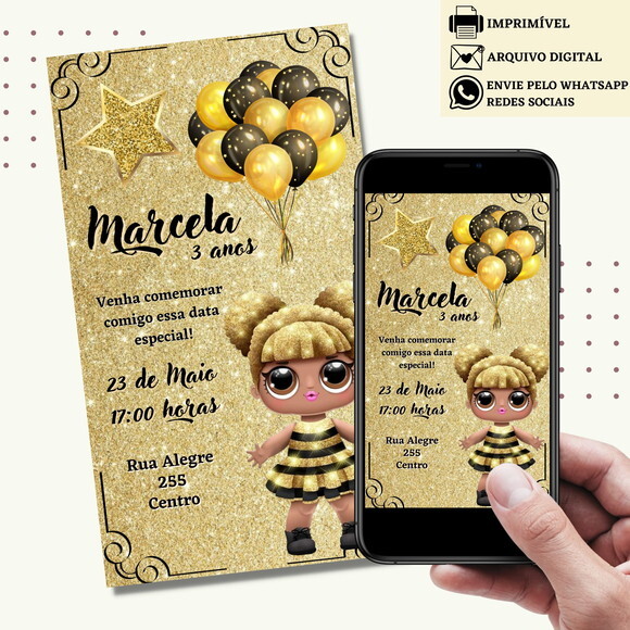 Convite Lol Surprise Queen Bee Digital Virtual