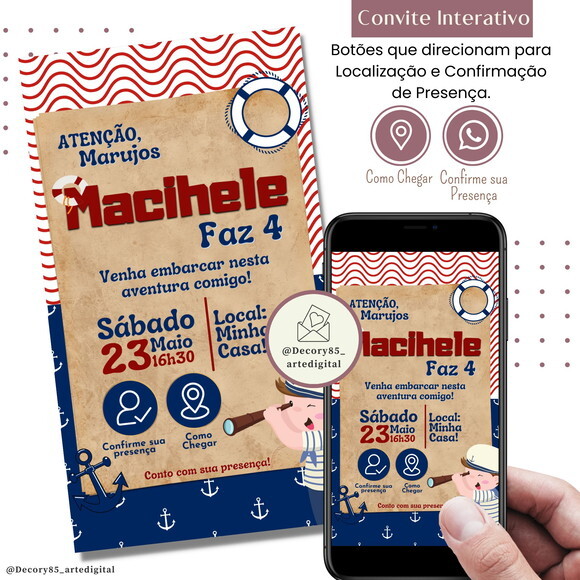 Convite Marinheiro Digital Interativo Virtual