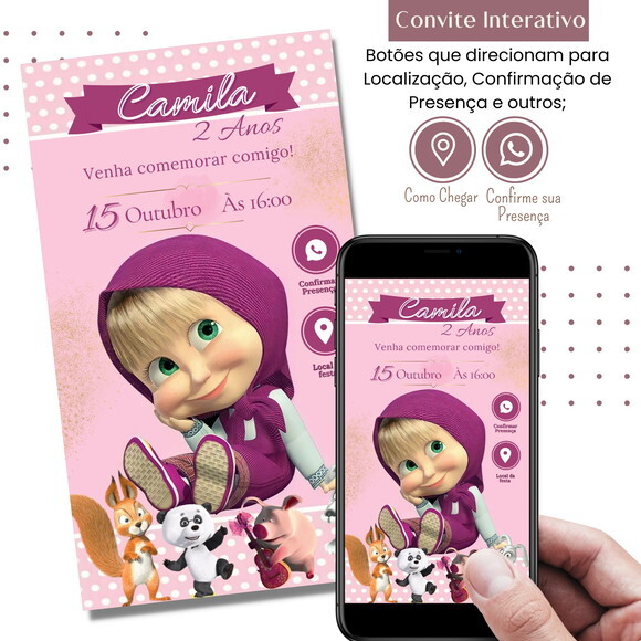 Convite Marsha e o Urso Digital Interativo Virtual