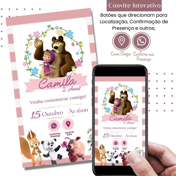 Convite Marsha e o Urso Digital Interativo Virtual