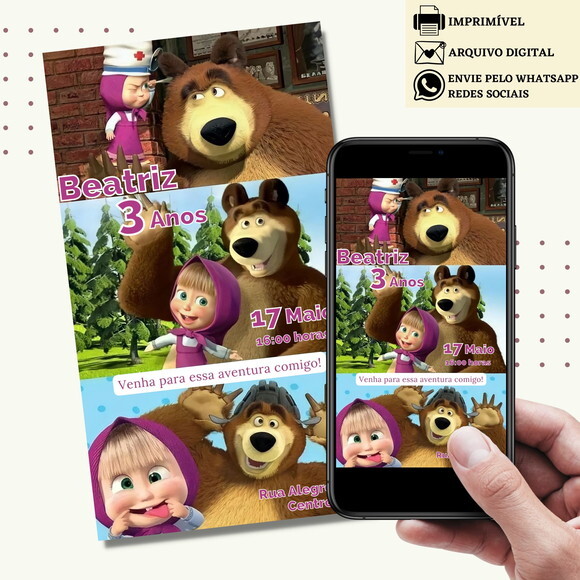 Convite Marsha e o Urso Digital Virtual