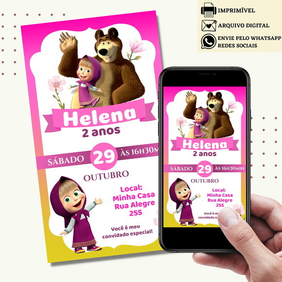 Convite Marsha e o Urso Digital Virtual