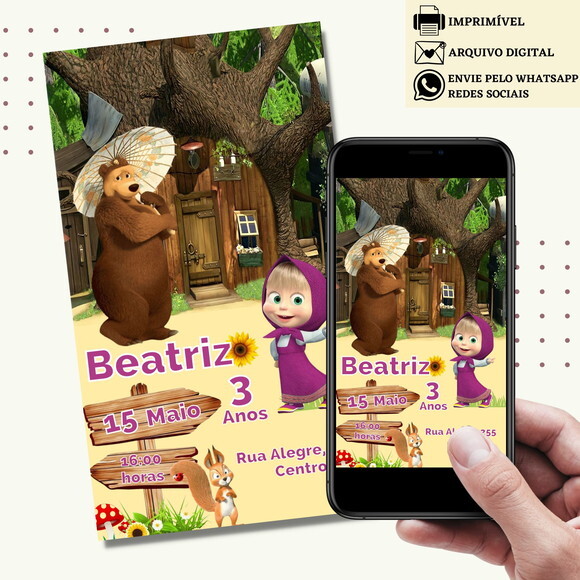 Convite Marsha e o Urso Digital Virtual